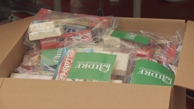 The family emergency kits include food, hygiene items and supplements. (CBC)